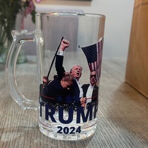 Custom made Trump 2024 Clear Glass beer mug